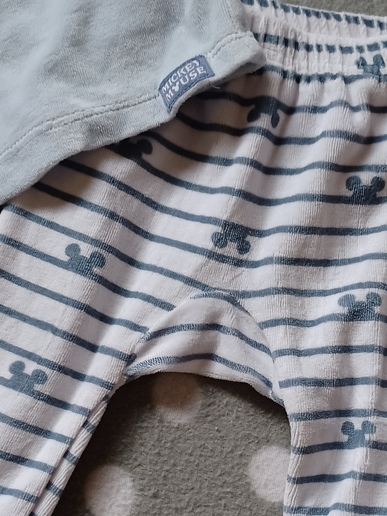 Disney Mickey Maus Baby Set Langarm Blau/Weiß Größe 62