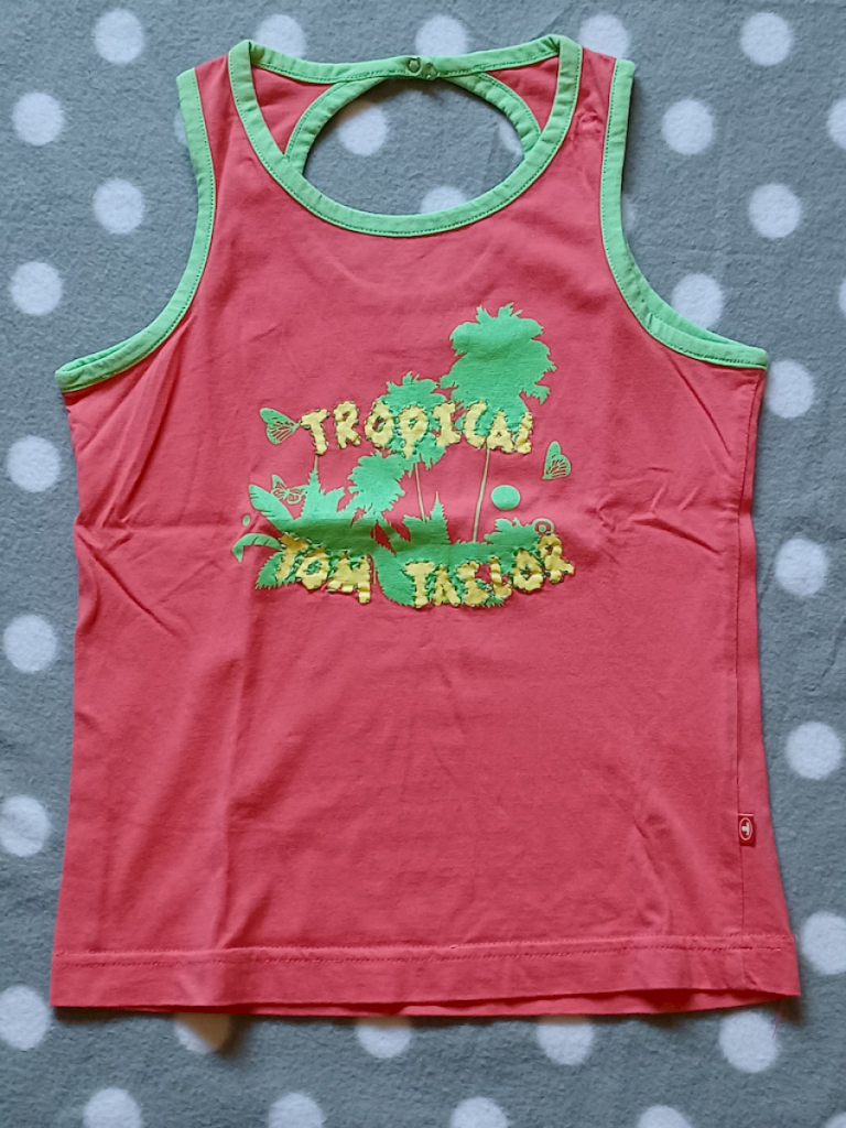 Tom Tailor Top Mädchen Bedruckung Tropical Rosa Sommer Gr.S 140 #9804