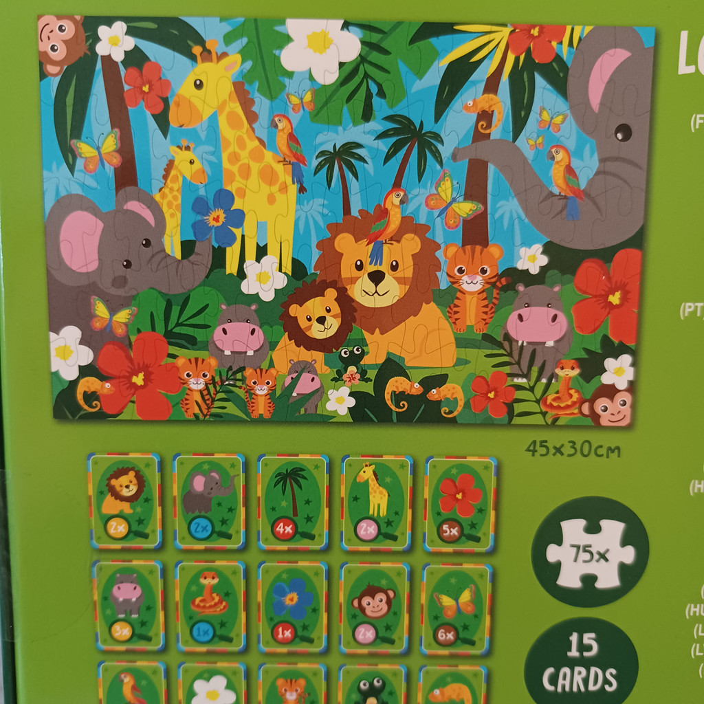 Look and Find Puzzle Suchspiel 75 Teile Kinderpuzzle Dschungel Tiere 45x30cm