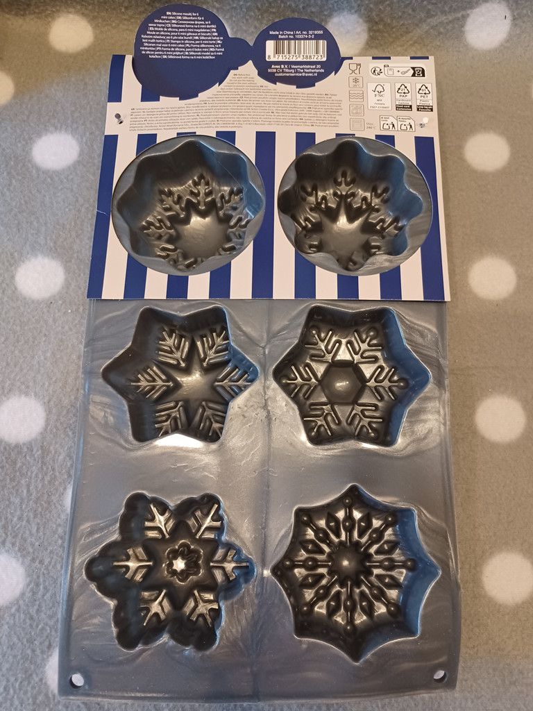 Silikonform Schneeflocken für 6 Mini-Kuchen