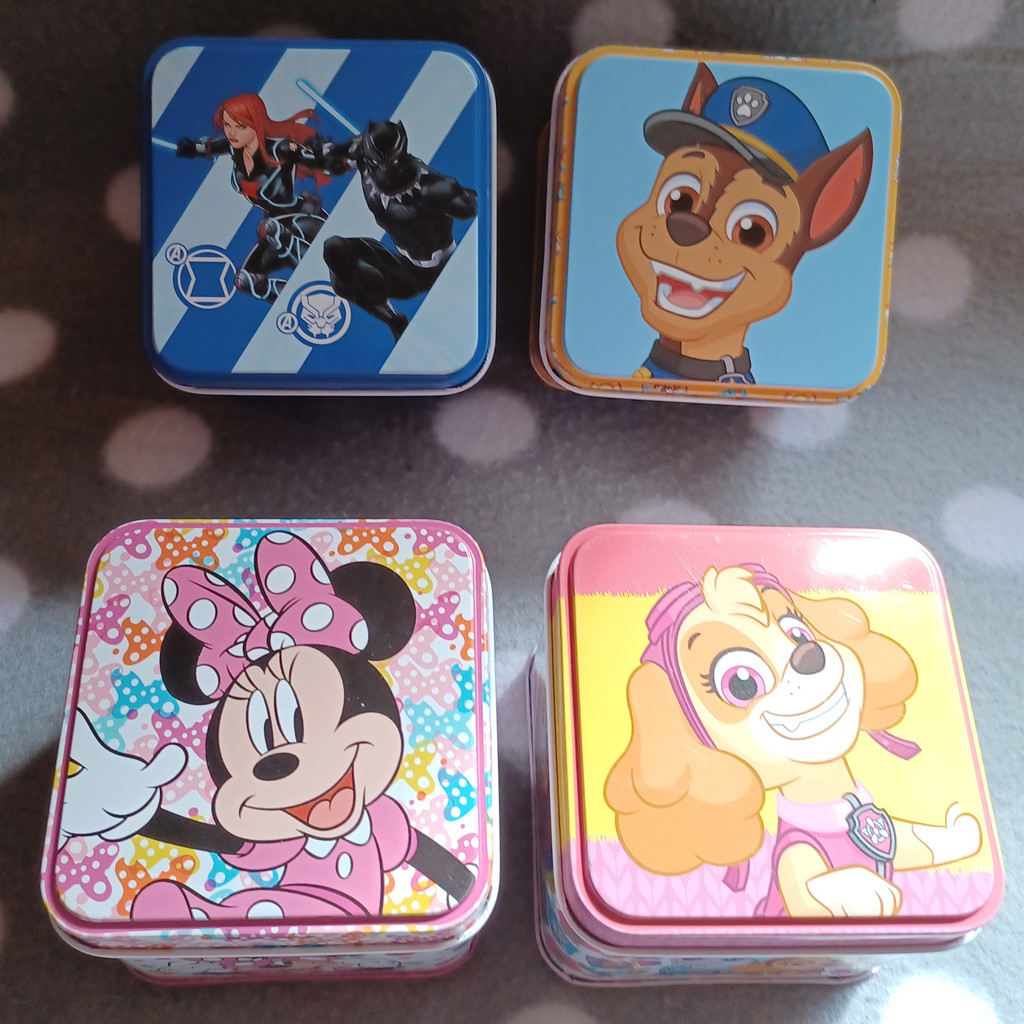 4er Set Blechdosen mit Deckel – Avengers, Minnie Maus & PAW Patrol 4er Set Blechdosen mit Deckel – Avengers, Minnie Maus & PAW Patrol