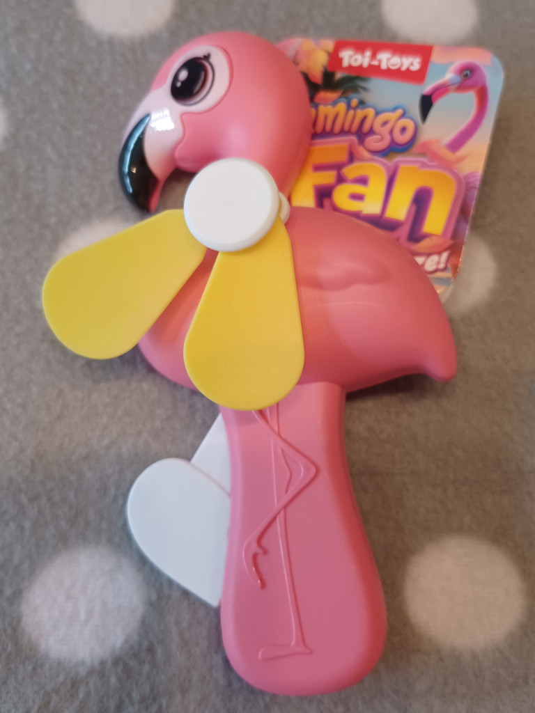 Flamingo Mini-Ventilator Handventilator manuell für Kinder Handwindrad Rosa