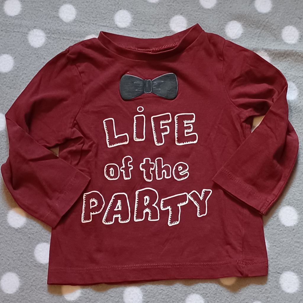 C&A Langarmshirt Baby Junge Gr. 86 Dunkelrot Life of the Party Baumwolle