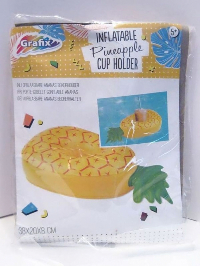 Aufblasbarer Becherhalter Grafix PVC Ananas ab 5 Jahre  Aufblasbarer Becherhalter Grafix PVC Ananas ab 5 Jahre