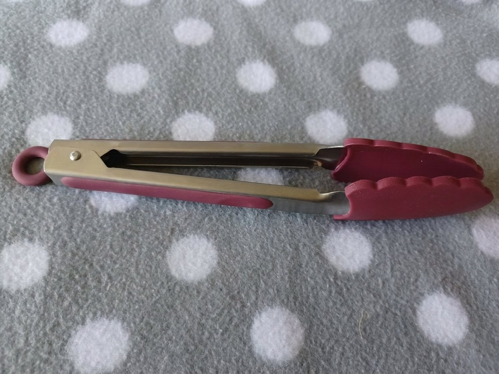 Redstone Servierzange Edelstahl mit Silikon Grillzange Spülmaschinenfest Rot