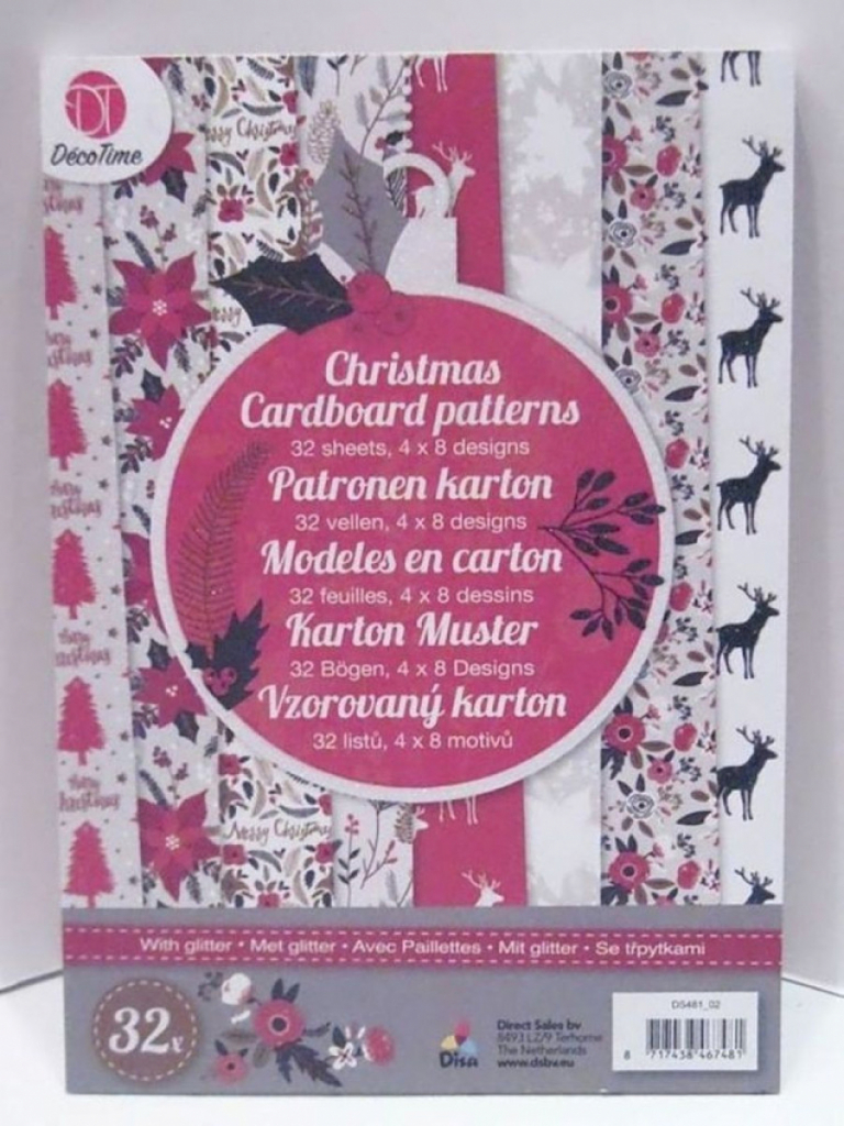 Grafix Weihnachten Kartonpapier mit Muster 32 Bögen 8 Design 10,5x4,8cm #13795