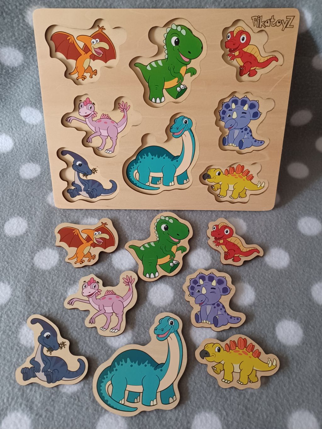 PikatoyZ Holz-Steckpuzzle Dinosaurier für Kleinkinder
