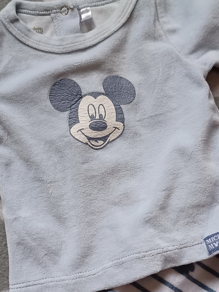 Disney Mickey Maus Baby Set Langarm Blau/Weiß Größe 62