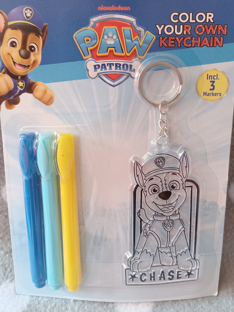Paw Patrol Schlüsselanhänger zum Bemalen mit 3 Stiften Chase Bastelset