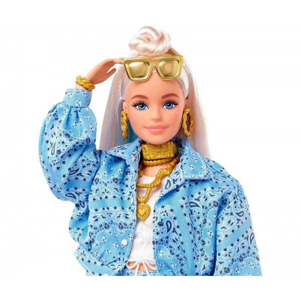Mattel Barbie Extra Puppe (blond) mit hellblauem Rock & Jacke ab 3 Jahre Mattel Barbie Extra Puppe (blond) mit hellblauem Rock & Jacke ab 3 Jahre