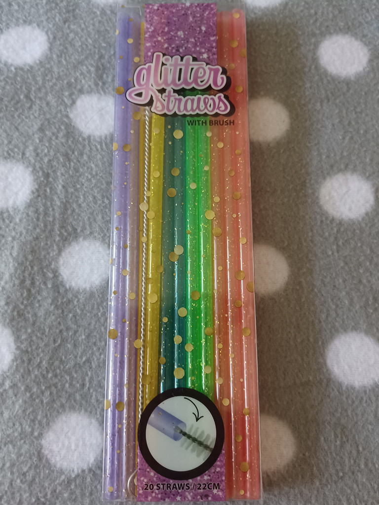 20 bunte Glitterstrohhalme mit Reinigungsbürste 20 bunte Glitterstrohhalme mit Reinigungsbürste