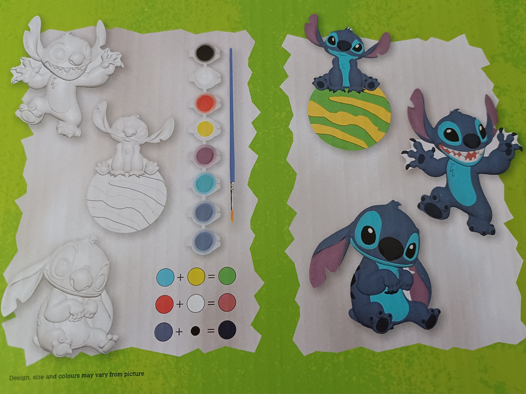 Disney Stitch Gips Figuren Malset mit 3 Figuren Farben und Pinsel für Kinder