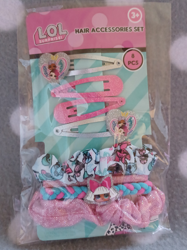 Haar Accessoire - LOL - 4 Haargummis & 4 Haarklammern Haar Accessoire - LOL - 4 Haargummis & 4 Haarklammern