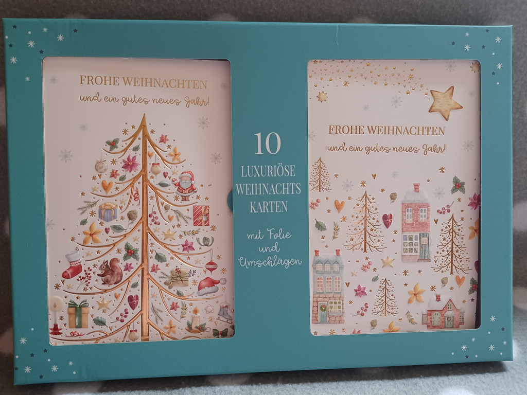 10 Weihnachtskarten 2 verschiedene Motive mit Kuvert & Folienprägung 10 Weihnachtskarten 2 verschiedene Motive mit Kuvert & Folienprägung