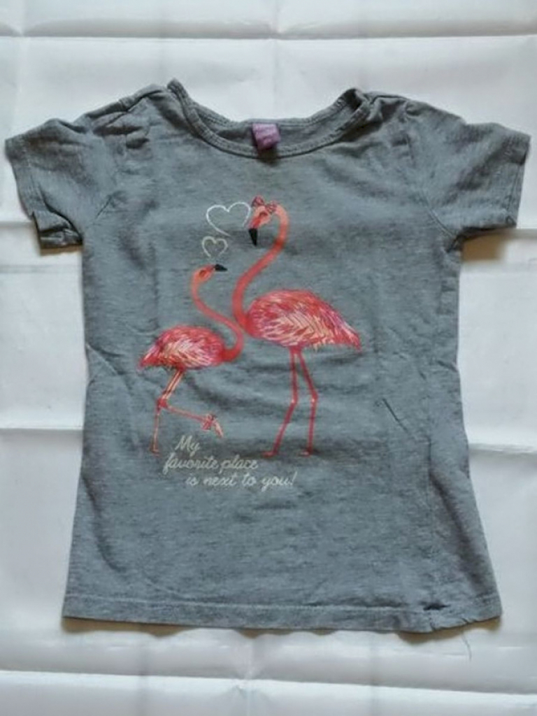 DOPODOPO T-Shirt Grau Flamingos Größe 104  DOPODOPO T-Shirt Grau Flamingos Größe 104