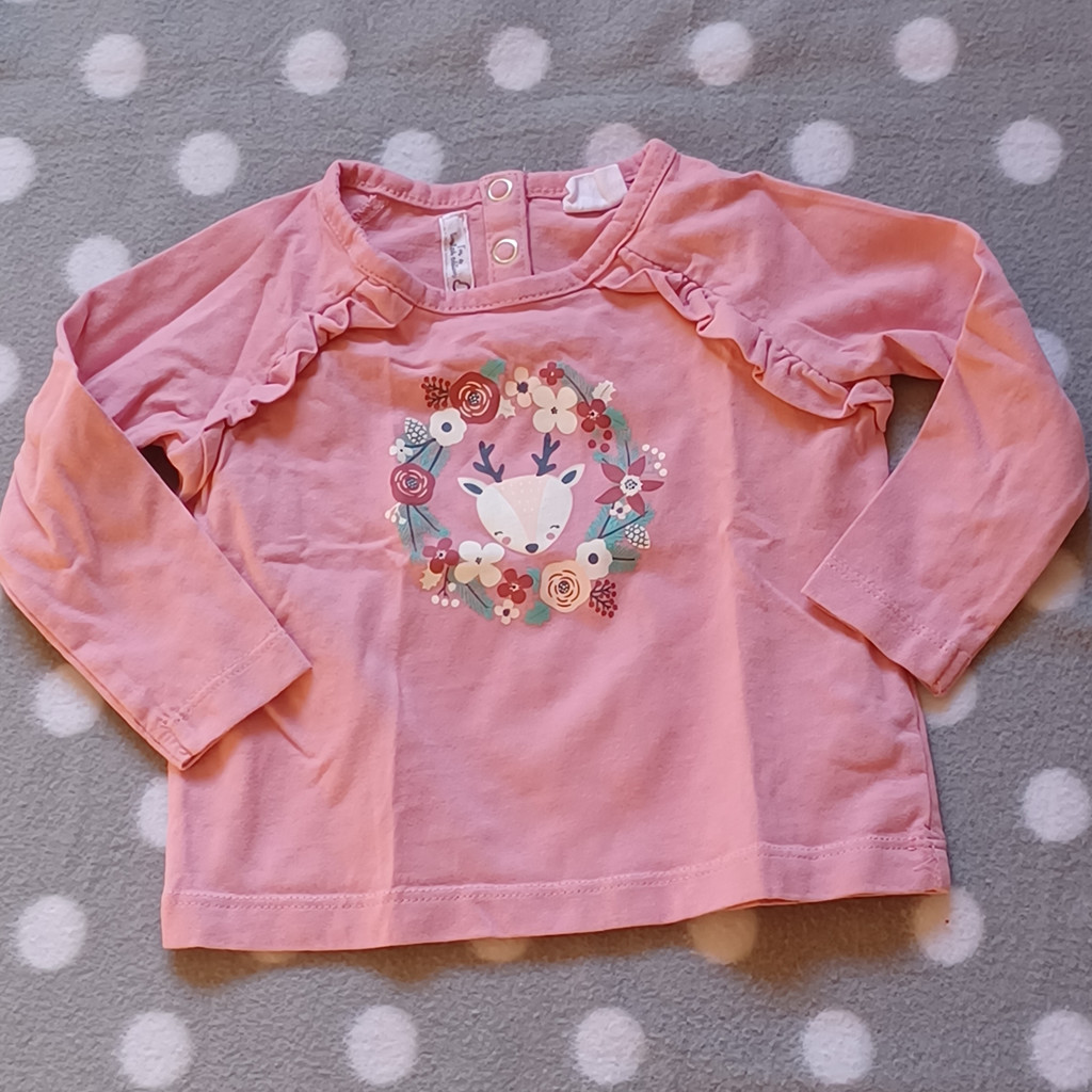 Poco Piano Langarmshirt Rosa Blumen Reh Gr. 74/80