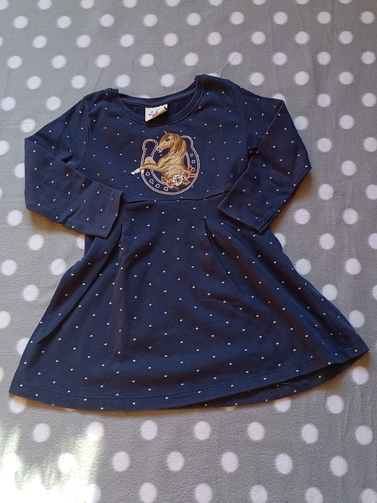 Topolino Langarmkleid Mädchen Blau mit Pferdemotiv Gr. 104