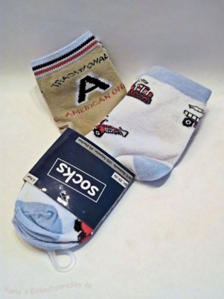Socken Jungen 2er Pack mit American One Fahrzeuge Motiven Größe 23-26 Socken Jungen 2er Pack mit American One Fahrzeuge Motiven Größe 23-26