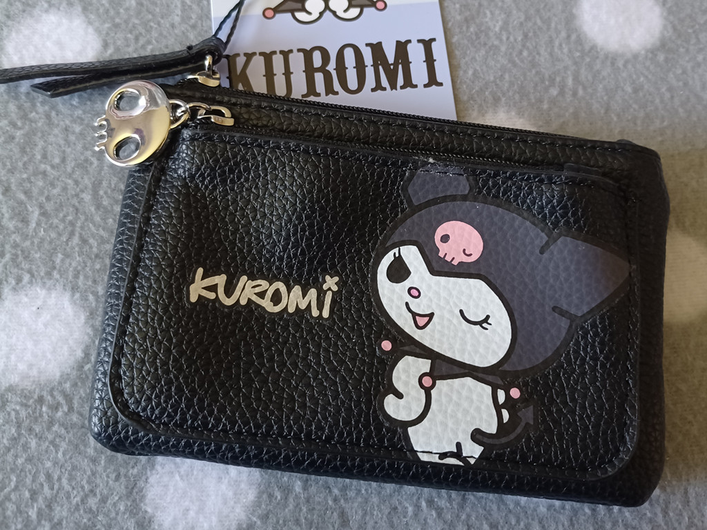 Kuromi Geldbörse Portemonnaie Tasche Kunstleder Schwarz Sanrio Maedchen Damen