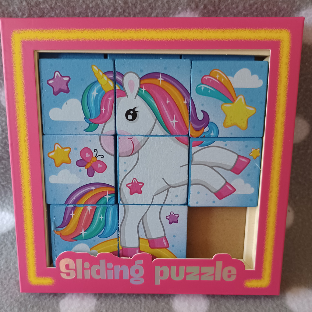 Einhorn Schiebespiel aus Holz für Kinder