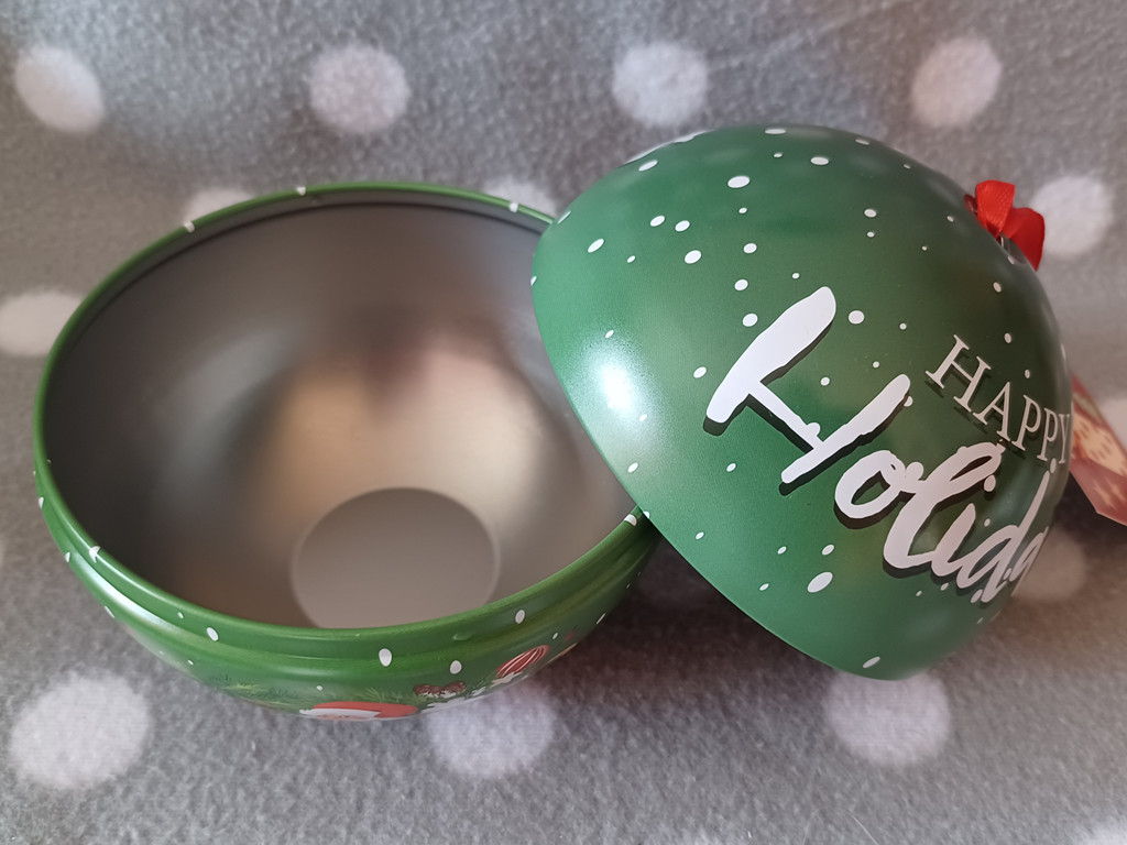 Happy Holidays Weihnachts-Geschenkdose Metall Kugel