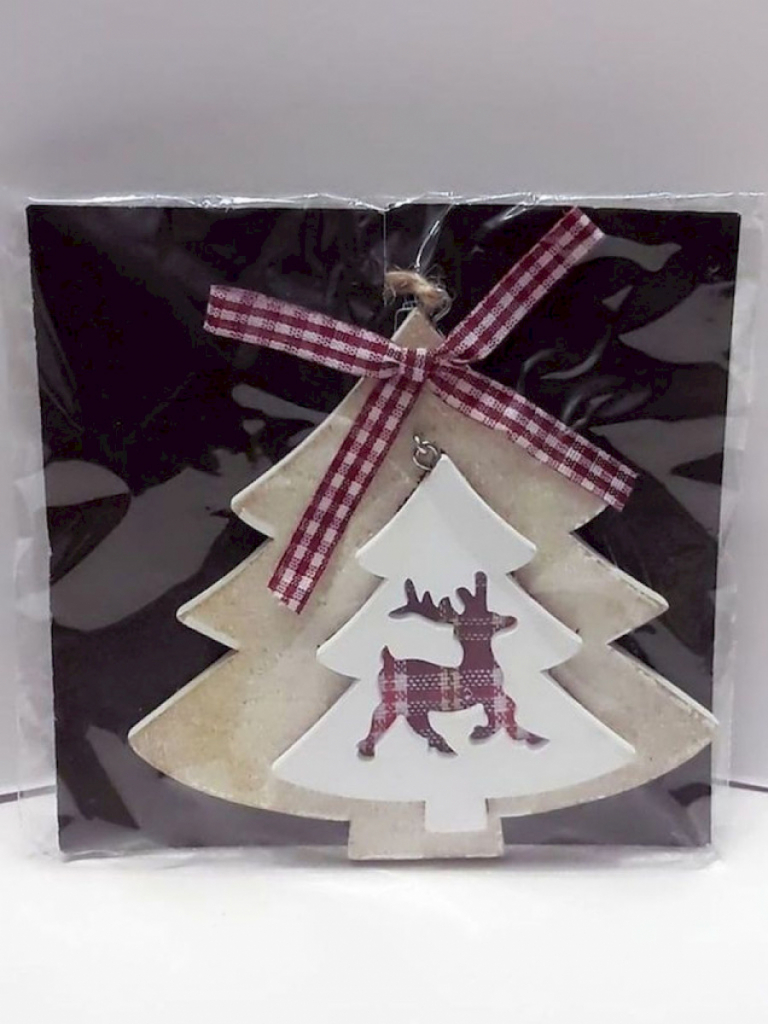 Weihnachten Aufhänger Deko Tannenbaum mit Rentier aus Holz Weihnachten Aufhänger Deko Tannenbaum mit Rentier aus Holz
