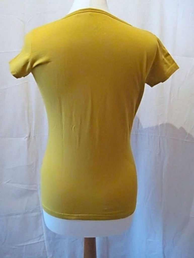 saix young fashion Shirt T-Shirt Damen V-Ausschnitt modisch Gelb Gr. S #11052