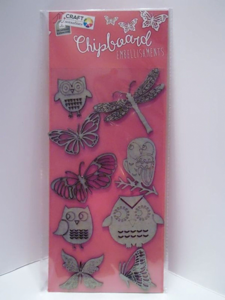 Craft DIY Chipboard Figuren Embellishments 9tlg. Schmetterlinge Eulen  Craft DIY Chipboard Figuren Embellishments 9tlg. Schmetterlinge Eulen