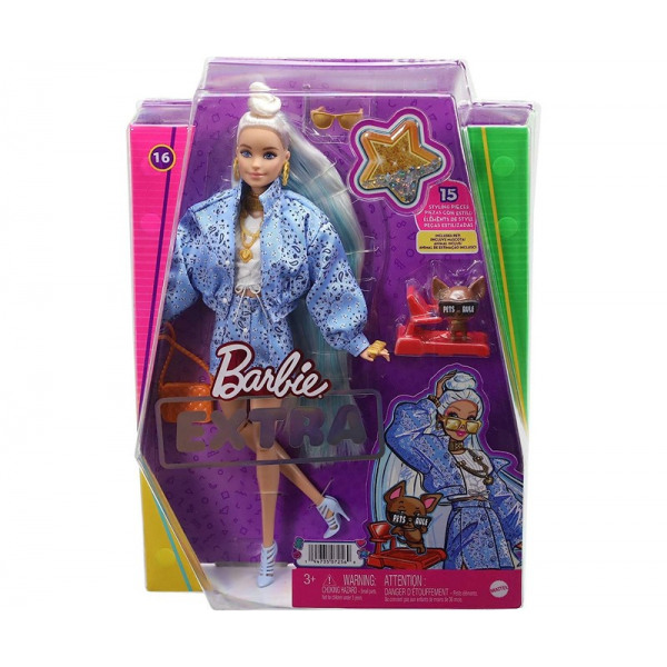 Mattel Barbie Extra Puppe (blond) mit hellblauem Rock & Jacke ab 3 Jahre Mattel Barbie Extra Puppe (blond) mit hellblauem Rock & Jacke ab 3 Jahre