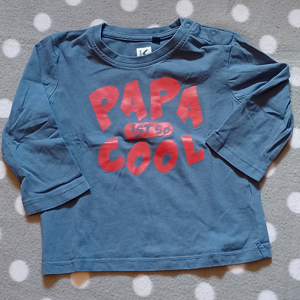 Langarmshirt Baby Junge Größe 80 Blau Papa ist so cool Baumwolle
