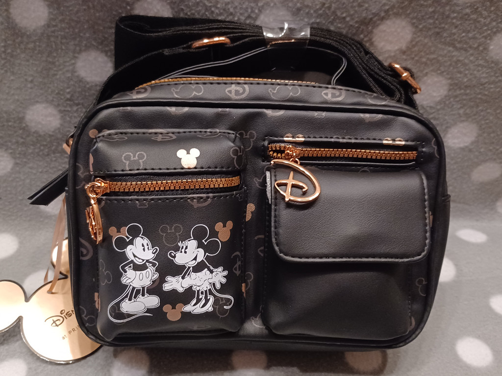 Disney Umhängetasche "Mickey & Minnie" – Schwarz mit Roségold Applikationen