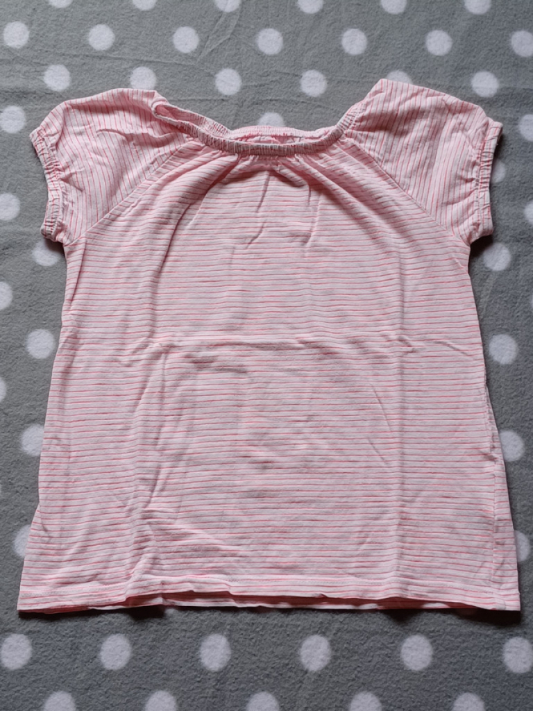 H&M T-Shirt Mädchen Rosa/Weiß gestreift Gr. 122/128 #17060