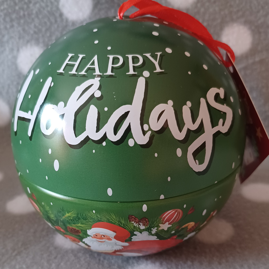 Happy Holidays Weihnachts-Geschenkdose Metall Kugel