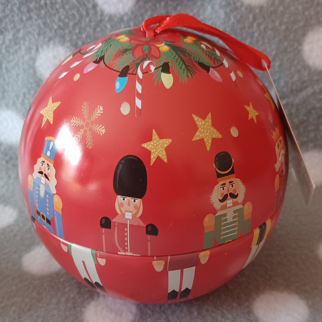 Weihnachtskugel Metalldose Nussknacker 11,5 cm Dekorationskugel