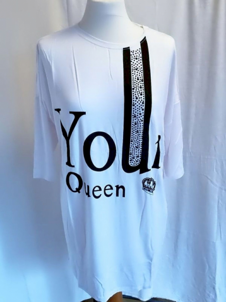 Vivance T-Shirt Weiß mit Motiv in Schwarz Your Queen Oversized #14827