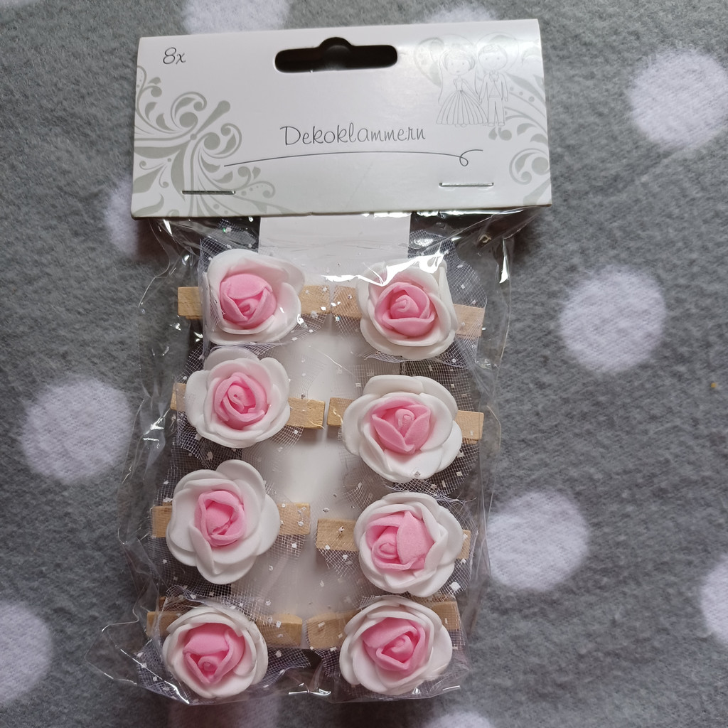 Dekoklammern Hochzeit Blumen Weiß mit Rosa Dekoklammern Hochzeit Blumen Weiß mit Rosa