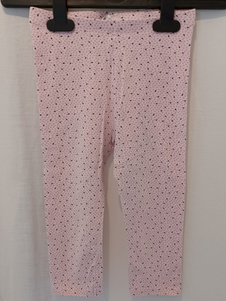 H&M Leggings Mädchen rosa mit Gummibund Herzmuster Gr.116 #16689