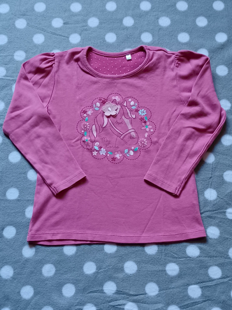 C&A LA-Shirt Mädchen Rosa mit Pferdemotiv Größe 110/116 C&A LA-Shirt Mädchen Rosa mit Pferdemotiv Größe 110/116