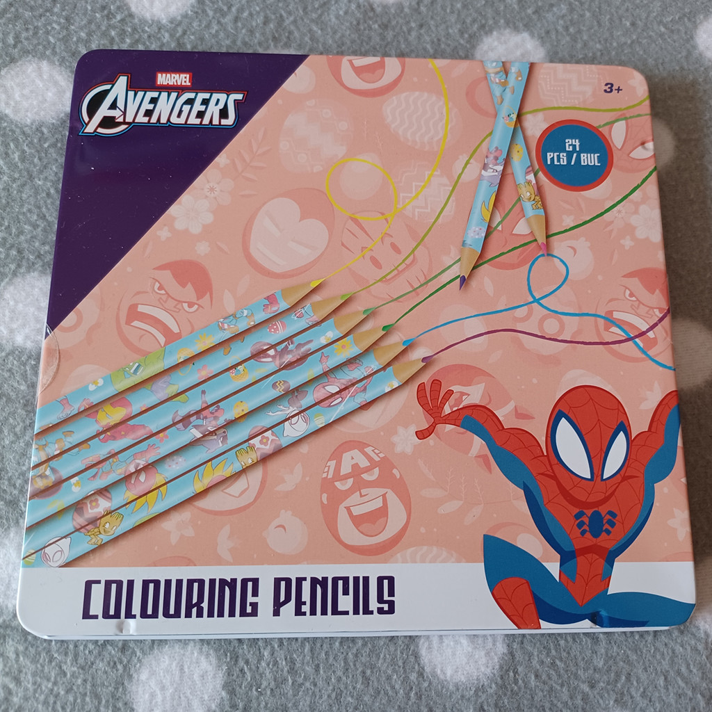 Marvel Avengers Buntstifte Set 24 Stück in Metalldose Spider-Man Malstifte