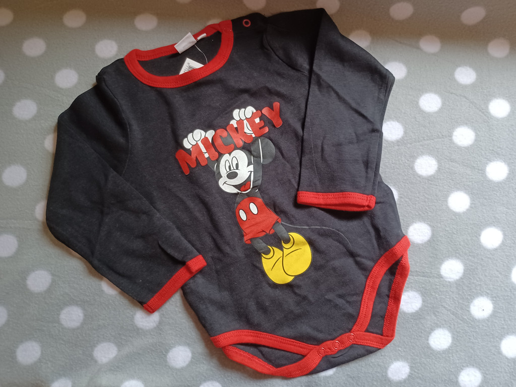 Body Langarm - Junge - Disney Mickey Maus - Schwarz/Rot - Gr.86/92 #17742