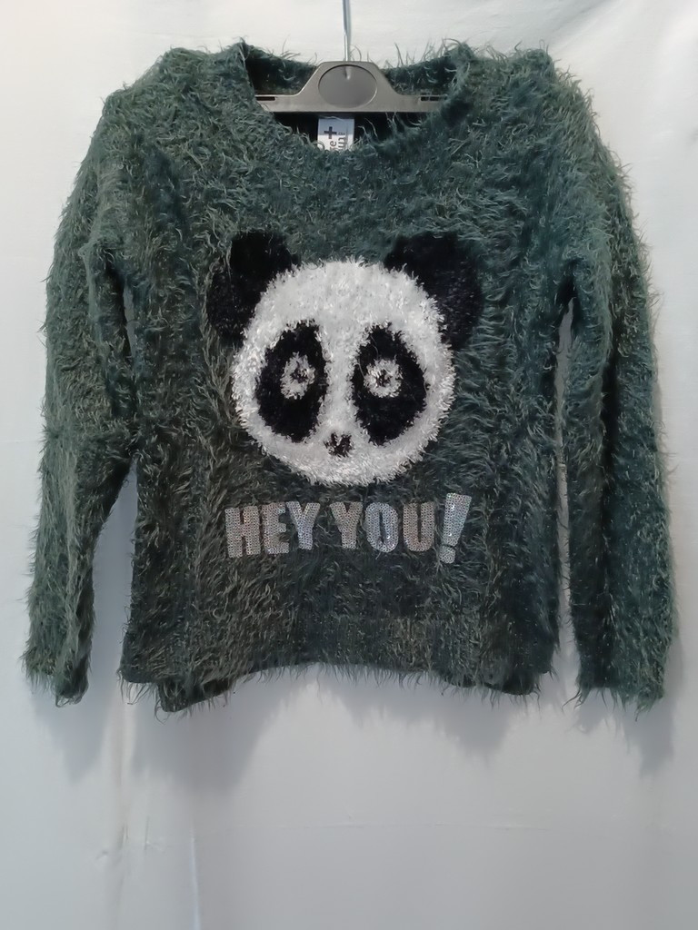 C&A Pullover Mädchen Grün Panda Pandabär Gr. 128 #17417