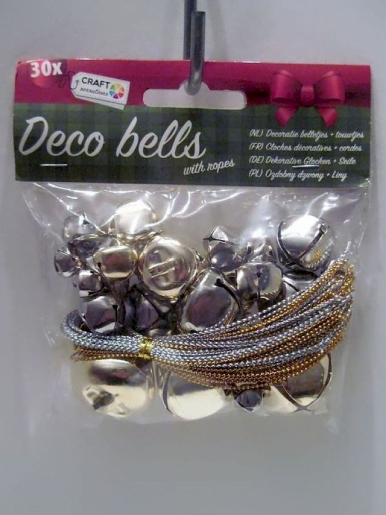 Weihnachten 30x Dekoration Glocken mit Seil in Silber bzw. Gold #13775