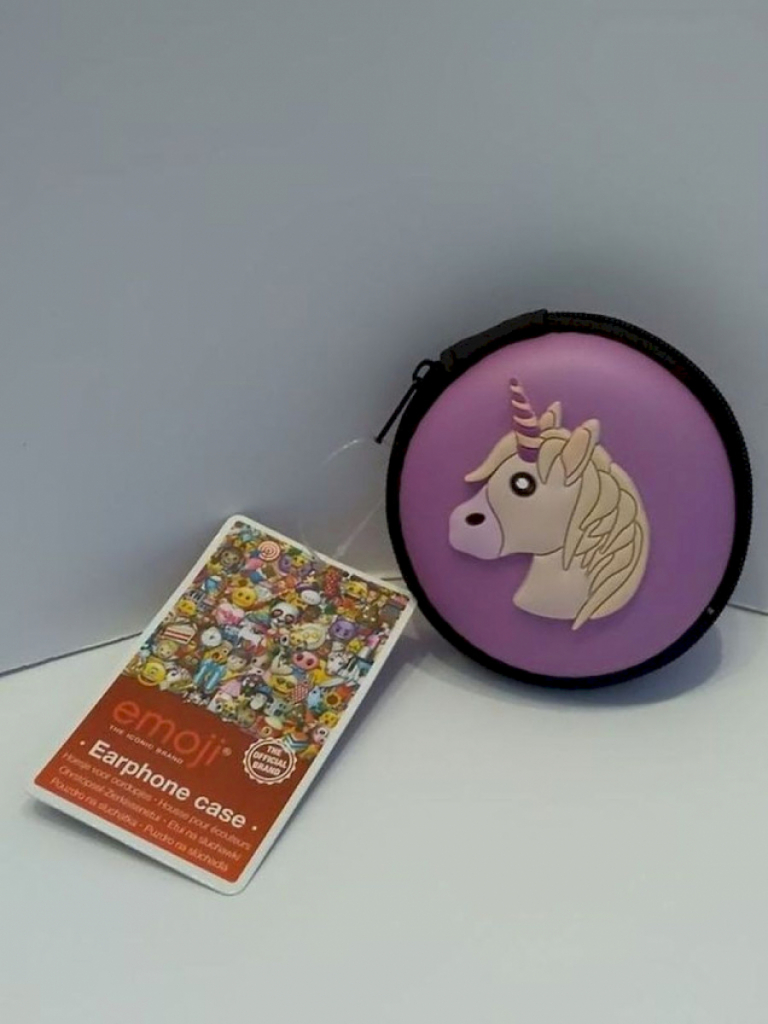 Emoji Kopfhörerbox Ohrhörerbox Rund Einhorn Ø8cm  Emoji Kopfhörerbox Ohrhörerbox Rund Einhorn Ø8cm