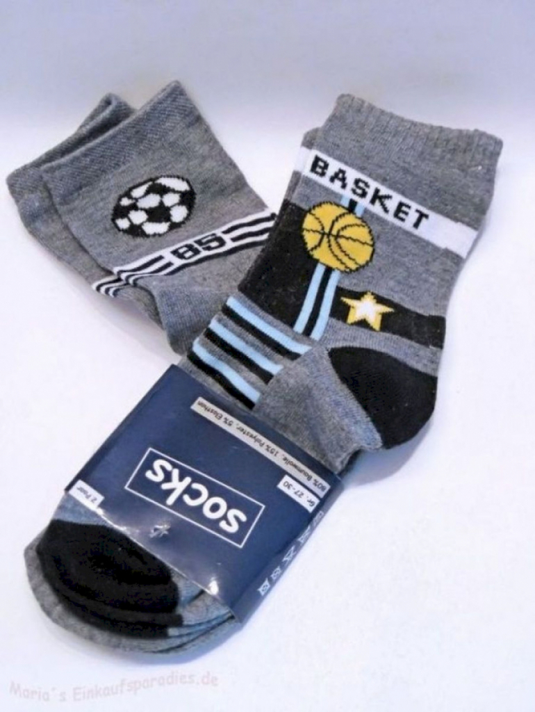 Socken Jungen 2er Pack mit Basketball Soccer Motiv Größe 27-30 Socken Jungen 2er Pack mit Basketball Soccer Motiv Größe 27-30