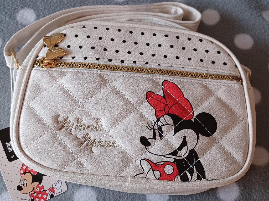 Disney Minnie Mouse Umhängetasche Weiß Gesteppt Gold Damen Kinder Tasche