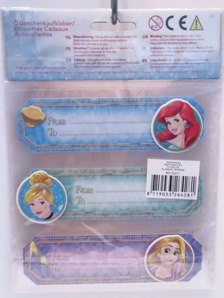 Disney 6 Geschenkaufkleber Princess #12403