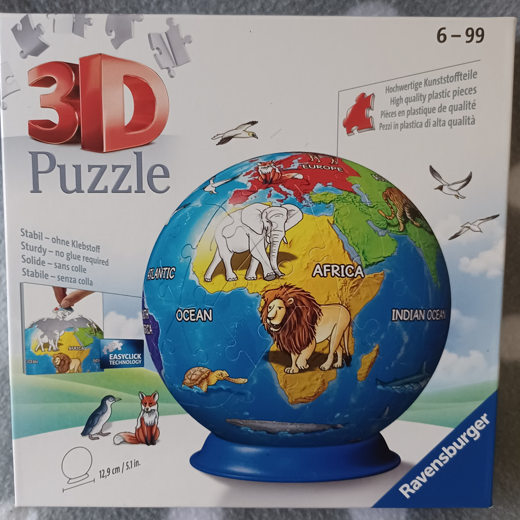 Ravensburger 3D Puzzle Globus Tiere mit 72 Teilen