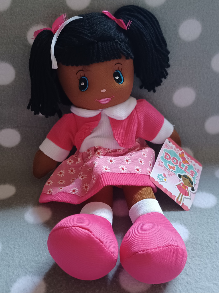 Stoffpuppe 30cm Dunkel mit Kleidchen Stoffpuppe 30cm Dunkel mit Kleidchen
