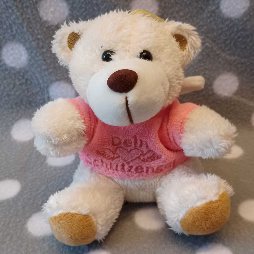 Plüschteddybär Schutzengel Stofftier Engel Kuscheltier Weiß Rosa 16cm Morgenroth