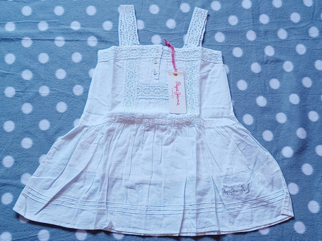 Pepe Jeans Trägerkleid Kleid Mädchen Sommer weiß Gr.104 #3747